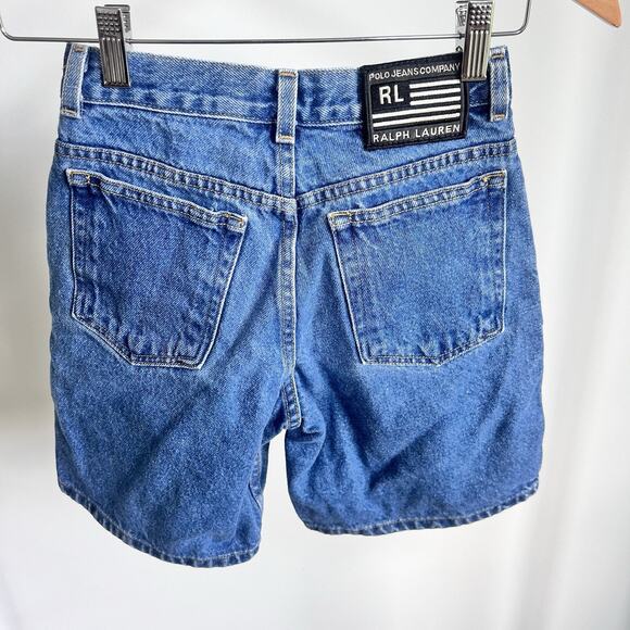 Vintage Polo Jeans Co. Ralph Lauren Jean Shorts Boys 8 Denim Blue Carpenter Y2k - Picture 3 of 7